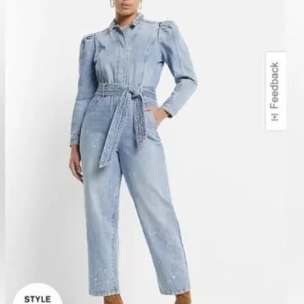 Denim Jumpsuit with Belt